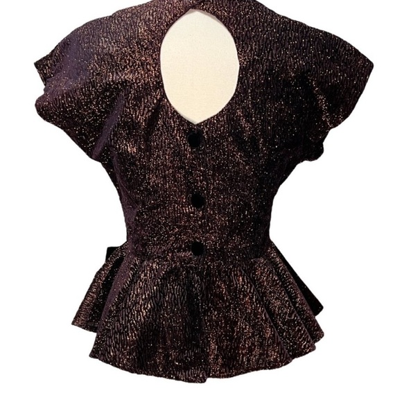 Vintage Francine Browner Women's Size 3 Copper Black Shimmer Top Bow Feathers - Picture 13 of 15